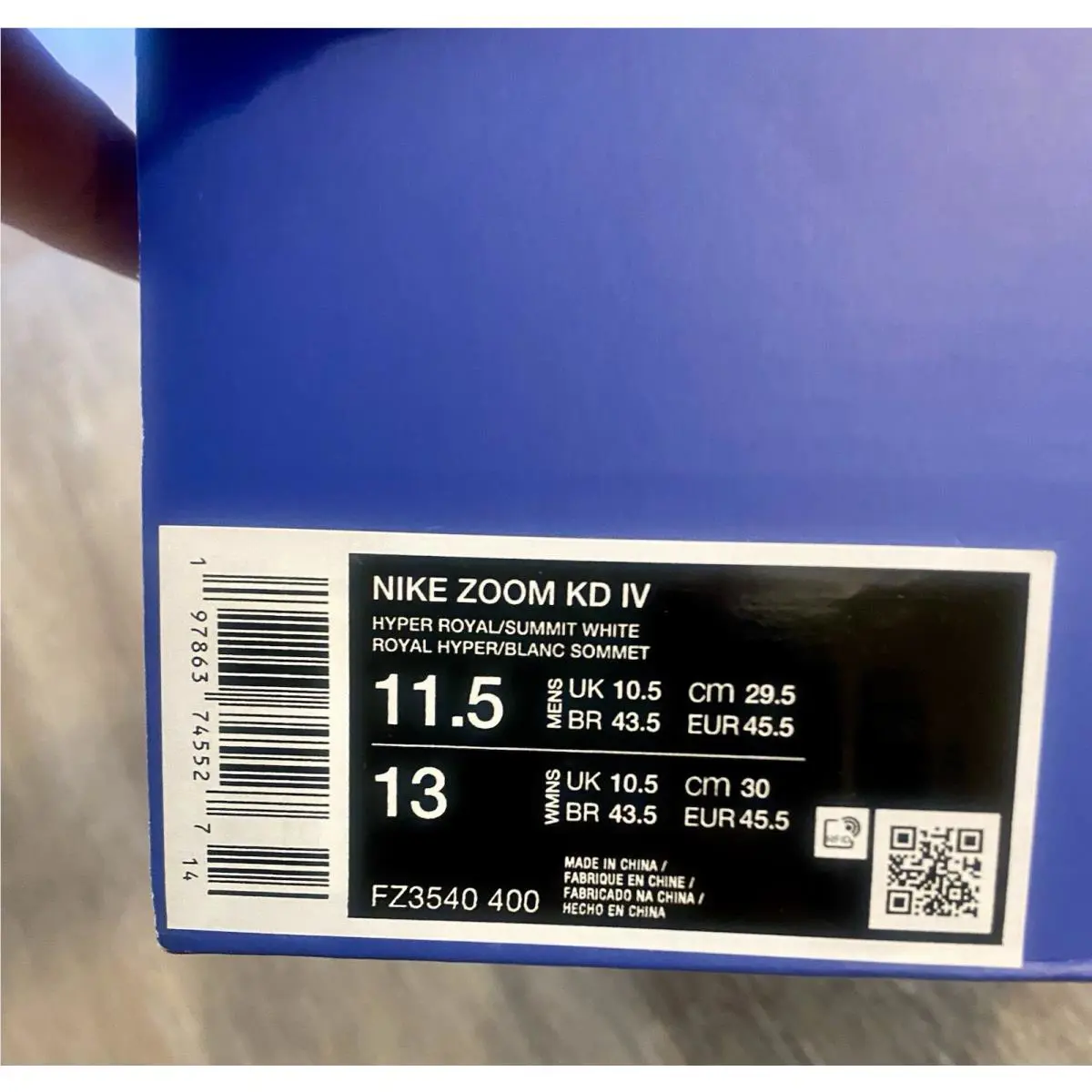 Nike shoes - Nike Zoom KD 4 - Zoom - FZ3540-400 - Hyper Royal / Summit White / Metallic Gold (UPC: 197863745527) 10