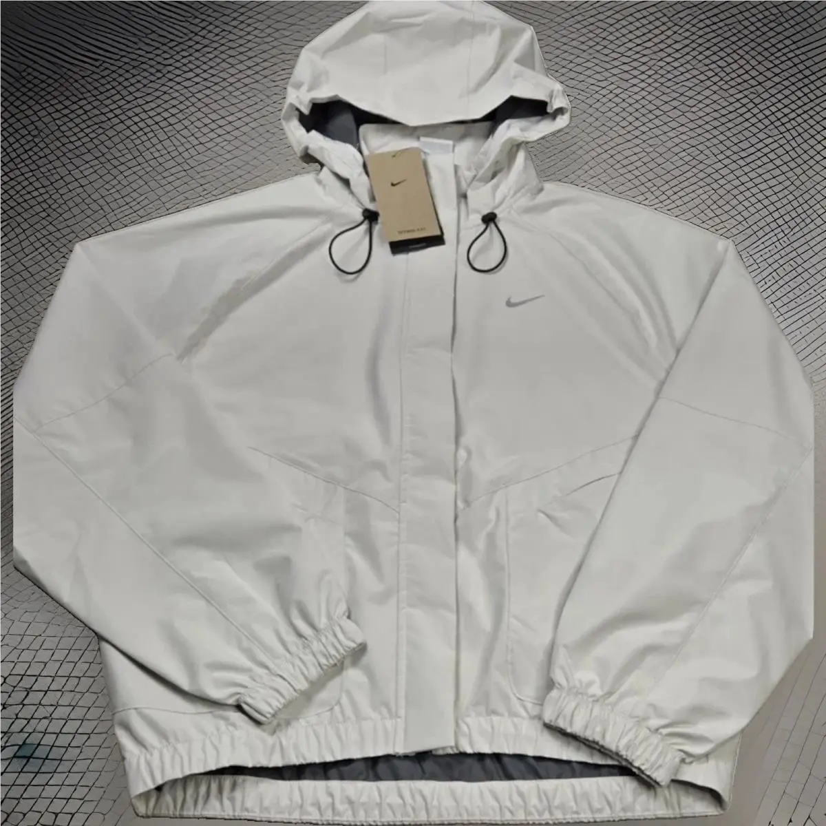 Women M -nike Storm-fit Swift Running Jacket Pale Ivory Hooded Full Zip