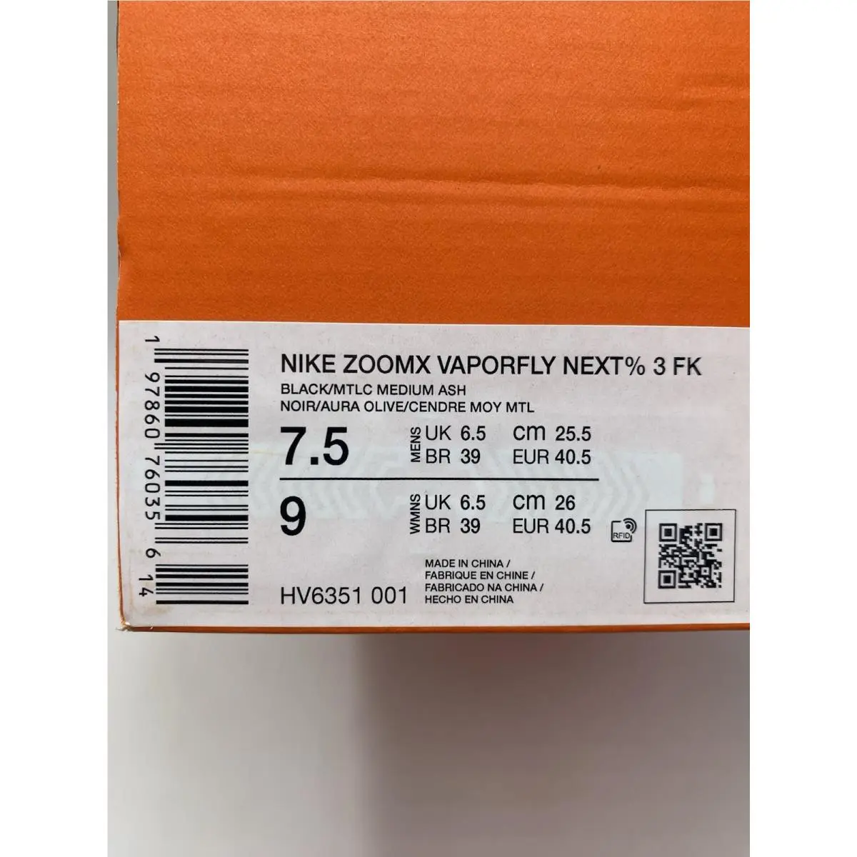 Nike shoes - Nike ZoomX Vaporfly - ZoomX Vaporfly - HV6351 001 - Black/Mtlc Medium Ash (UPC: 197860760356) 6