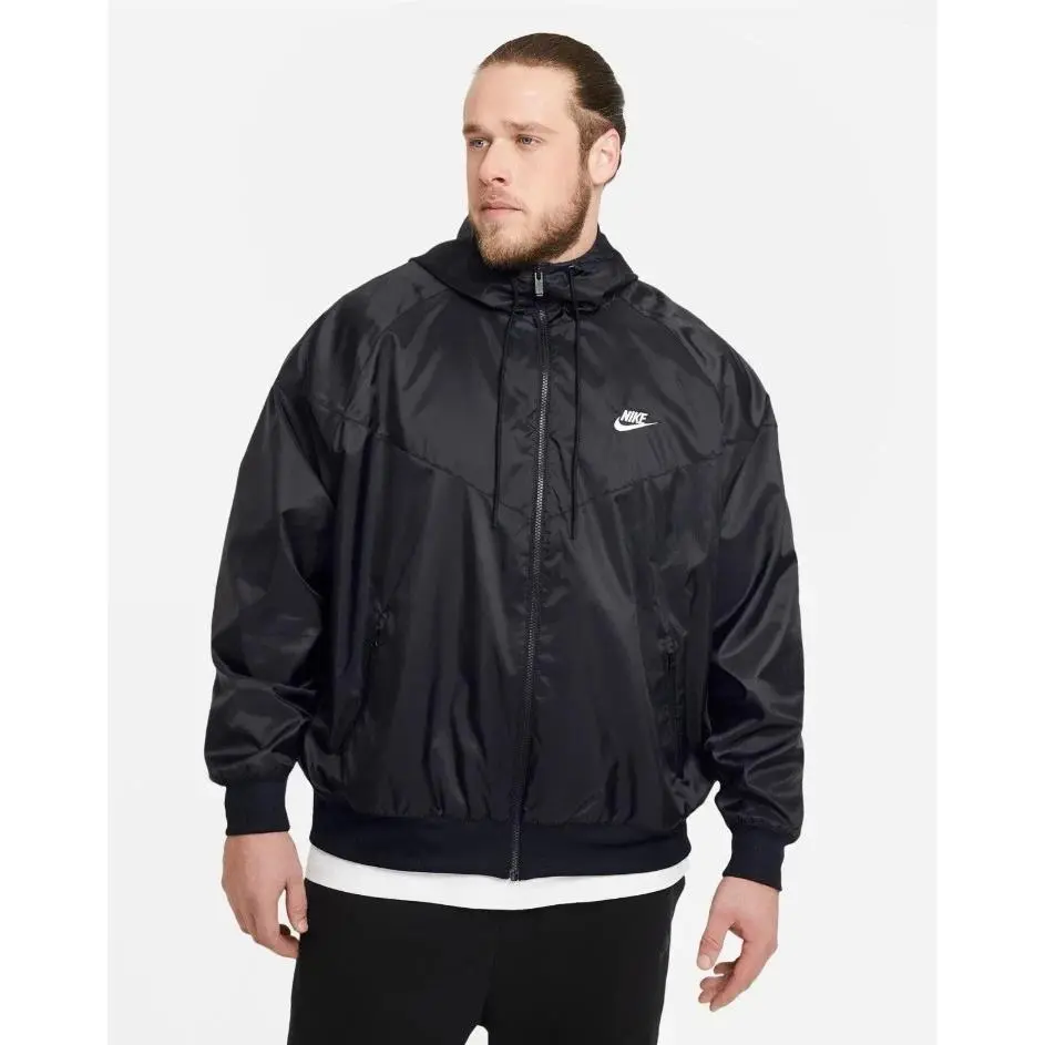 X-large Black Hooded Windbreaker Jacket DA0001-010 Full Zip XL by Nike