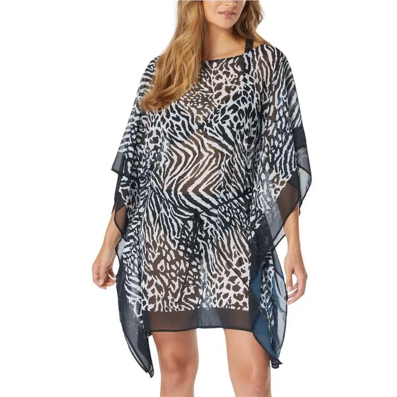 Coco Reef Women`s Contours Tie-waist Caftan Cover-up Black Large/x-large