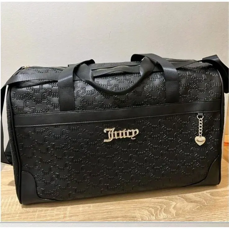 Juicy Couture Heartless Weekender Duffle Bag Black- Gold Heart Charm Tiktok