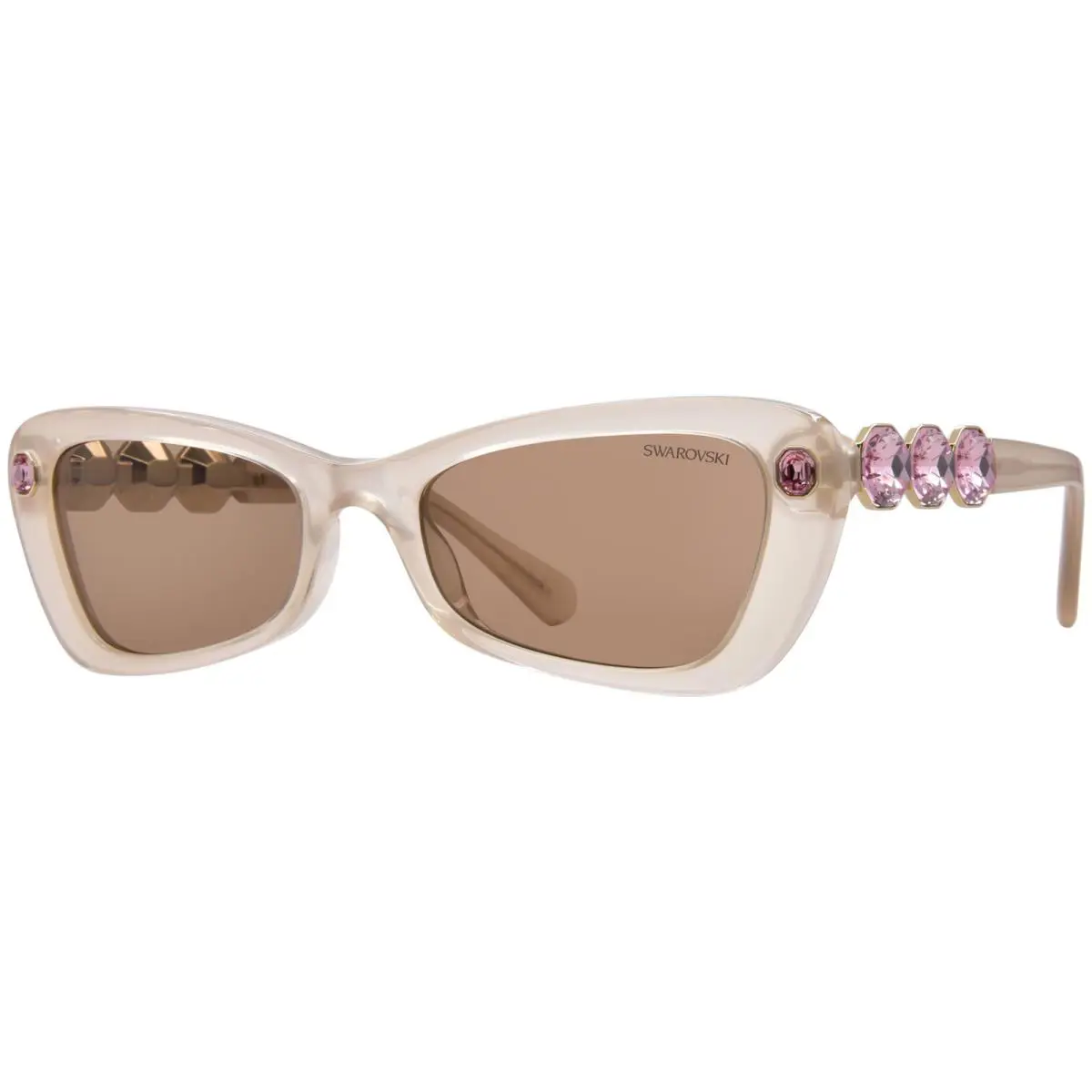 Swarovski SK6033 106673 Sunglasses Women`s Milky Beige/brown Lenses 54mm
