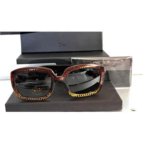 Christian Dior Italy Square Red Wine Frame Sunglasses 26