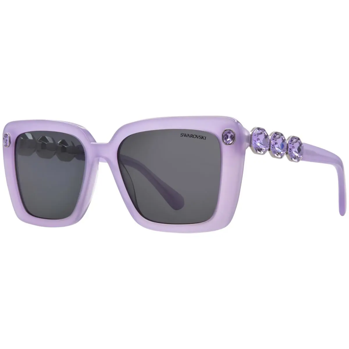 Swarovski SK6032 107587 Sunglasses Women`s Milky Lilac/grey Square Shape 55mm