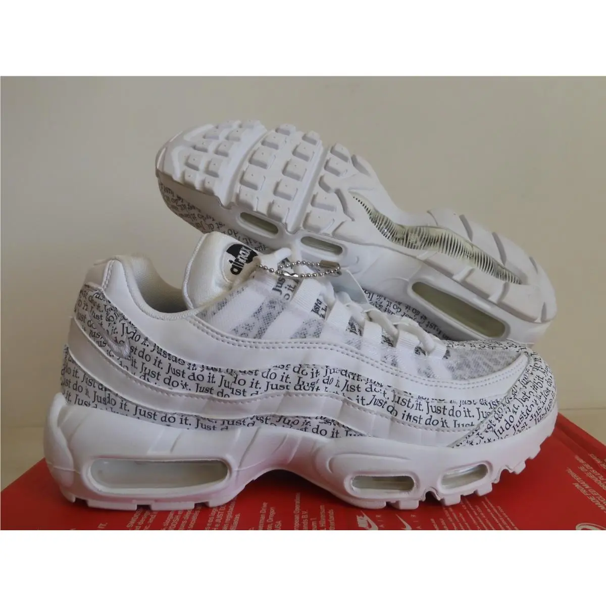 Nike Air Max 95 Se Jdi Just Do it All Over White-black Mens Sz 7.5 AV6246-100