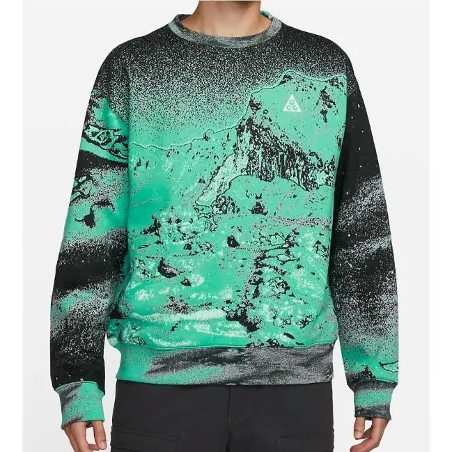 Nike Acg Therma-fit All Over Print Mt. Hood Crew Sweater Size Medium DQ5791 369
