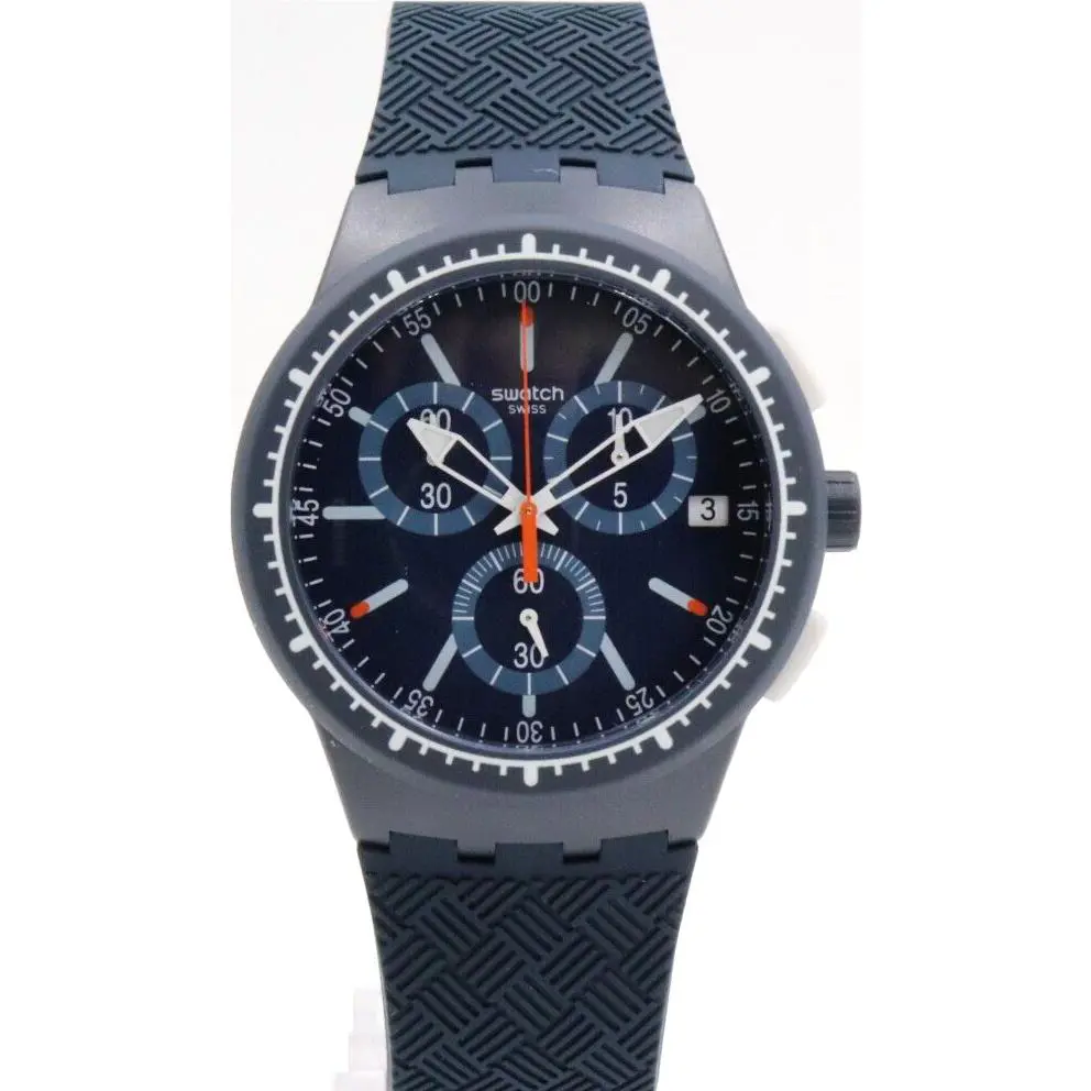 Swiss Swatch Limited Originals Gara Blue Chrono Silicone Men Watch 42mm SUSN410