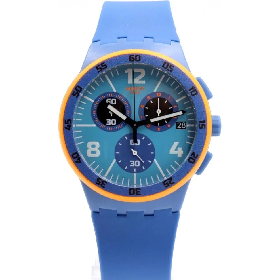Swiss Swatch Originals Chrono Capanno Blue Silicone Watch 43mm SUSN413