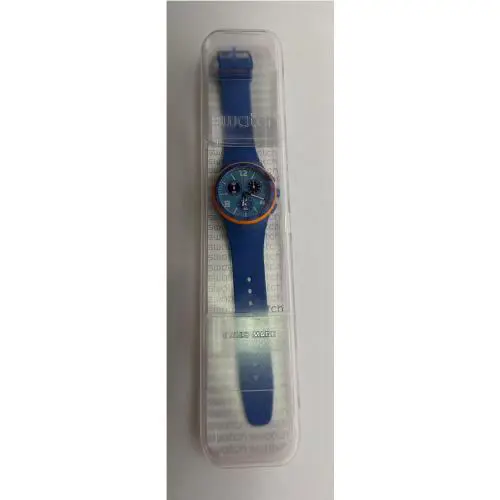 Swiss Swatch Originals Chrono Capanno Blue Silicone Watch 43mm SUSN413
