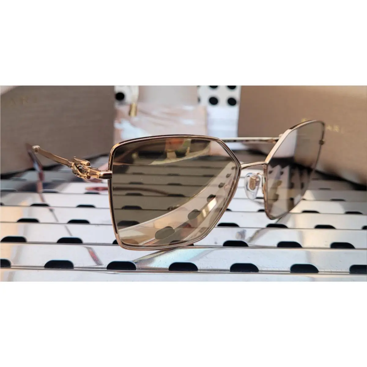 Bvlgari Sunglasses 0BV6175 20140W Pink Gold w/ Clear Mirror Real Rose Gold