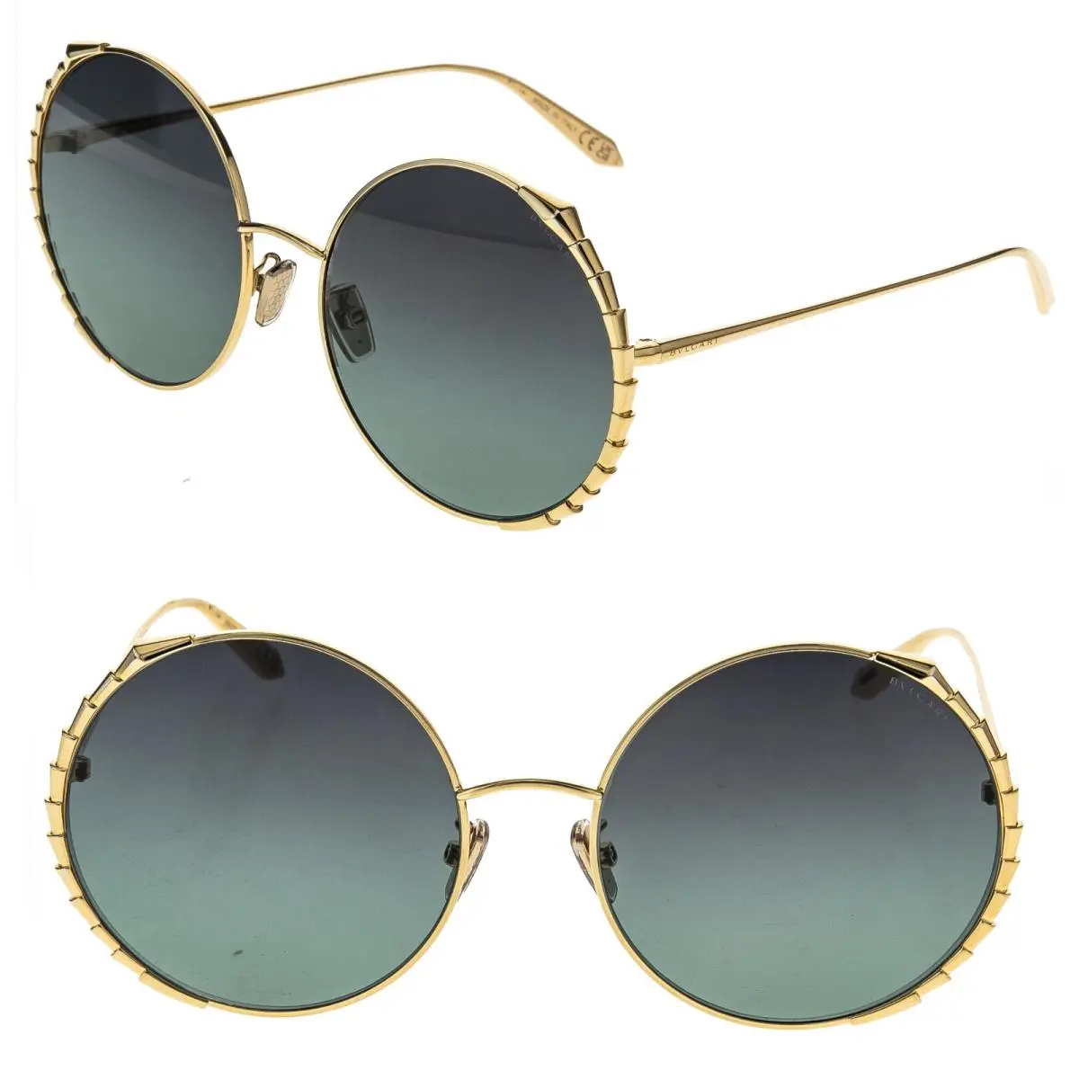 Bvlgari 40005 Serpenti Viper BV40005U Green Gold Snake Scales Sunglasses 28P