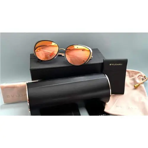 Bvlgari Italy 6092-B 239/6F Cat Eye Pink Mirrored Sunglasses 2