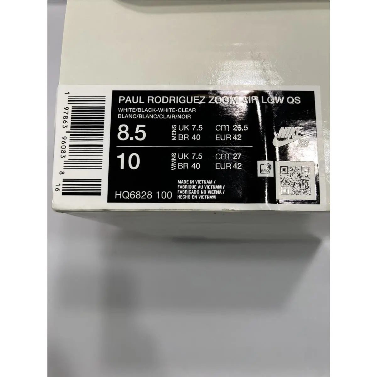 Nike shoes - Nike Zoom Air Paul Rodriguez 1 - HQ6828-100 - White, Manufacturer: White/Black/White/Clear 6