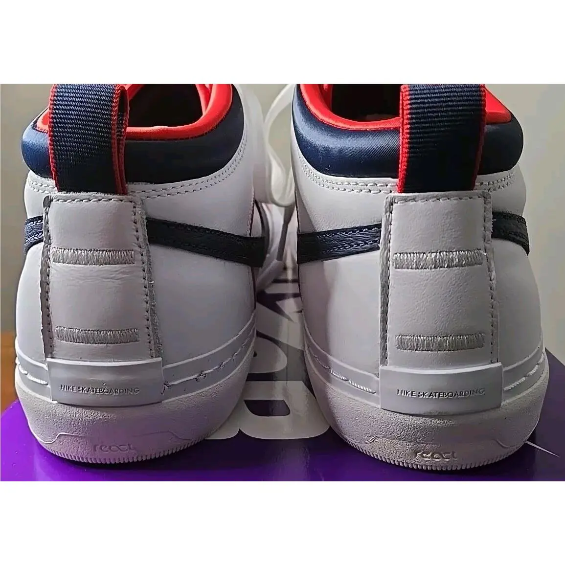 Nike shoes - Nike React Leo SB - React Leo - FD0268-100 - White, Manufacturer: White/Midnight Navy/University Red/White 3