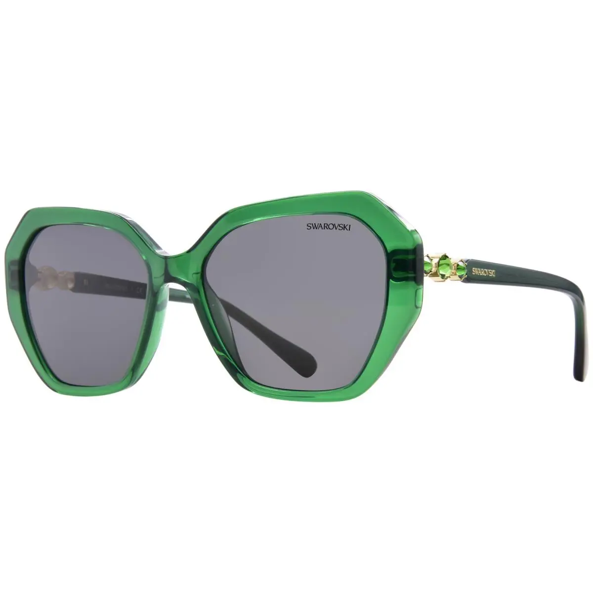 Swarovski SK6017 104587 Sunglasses Women`s Transparent Green/dark Grey 56mm