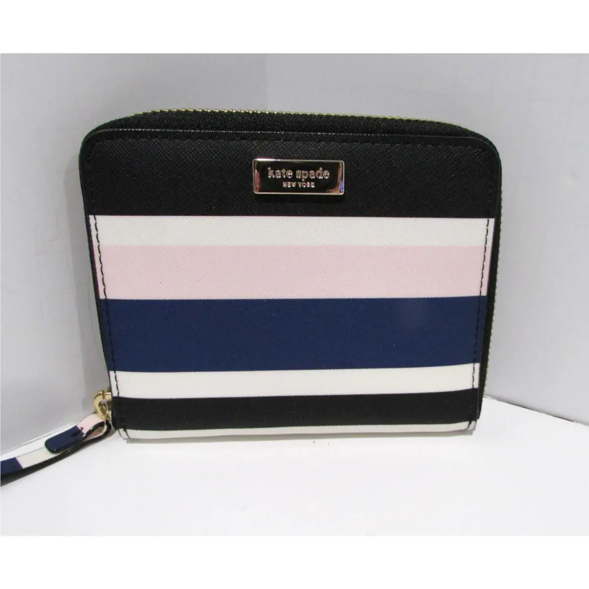 Kate Spade Darci Laurel Way Printed Cruise Wallet Striped Navy Pink