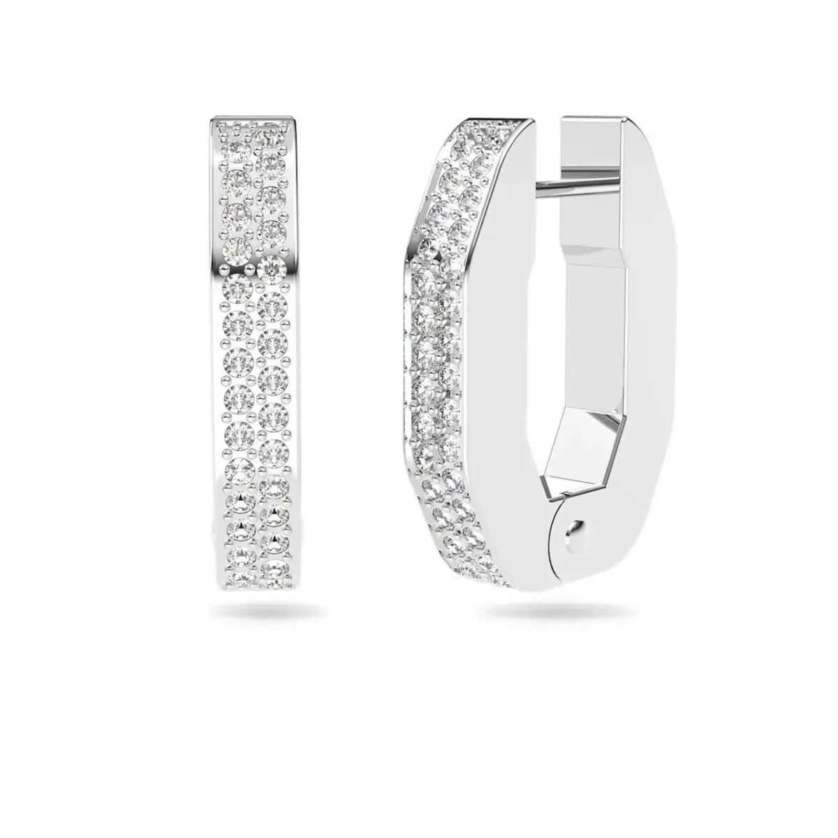 Swarovski Dextera Hoop Earrings Octagon Shape Small Rhodium Plated 5618307