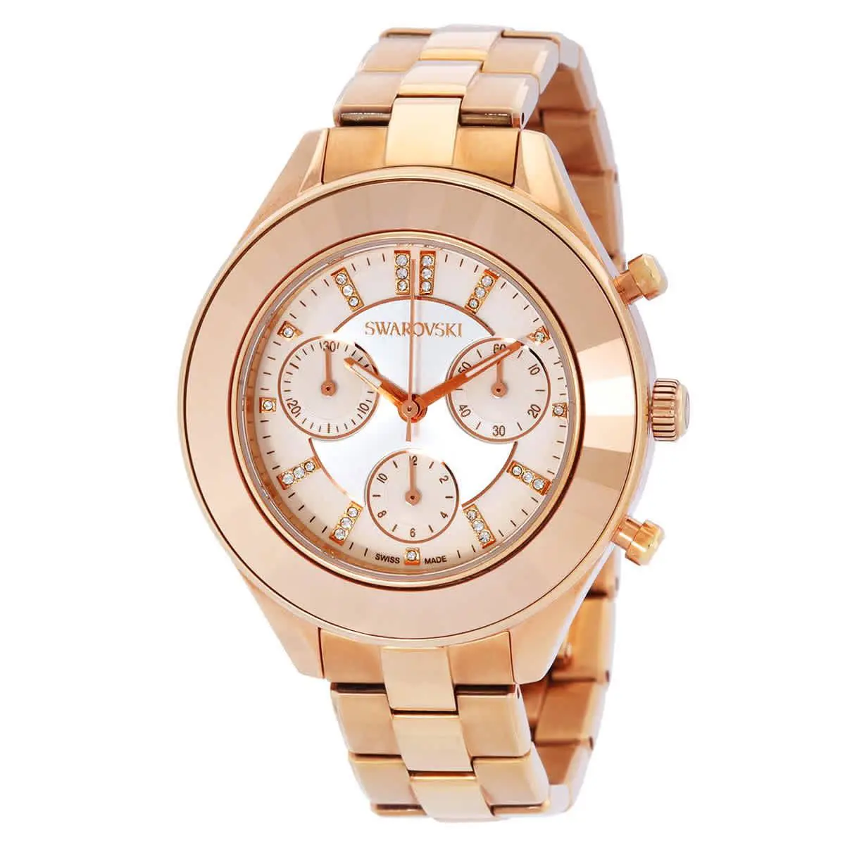 Octea Lux Sport Chronograph Quartz Crystal Silver Dial Ladies Watch by Swarovski