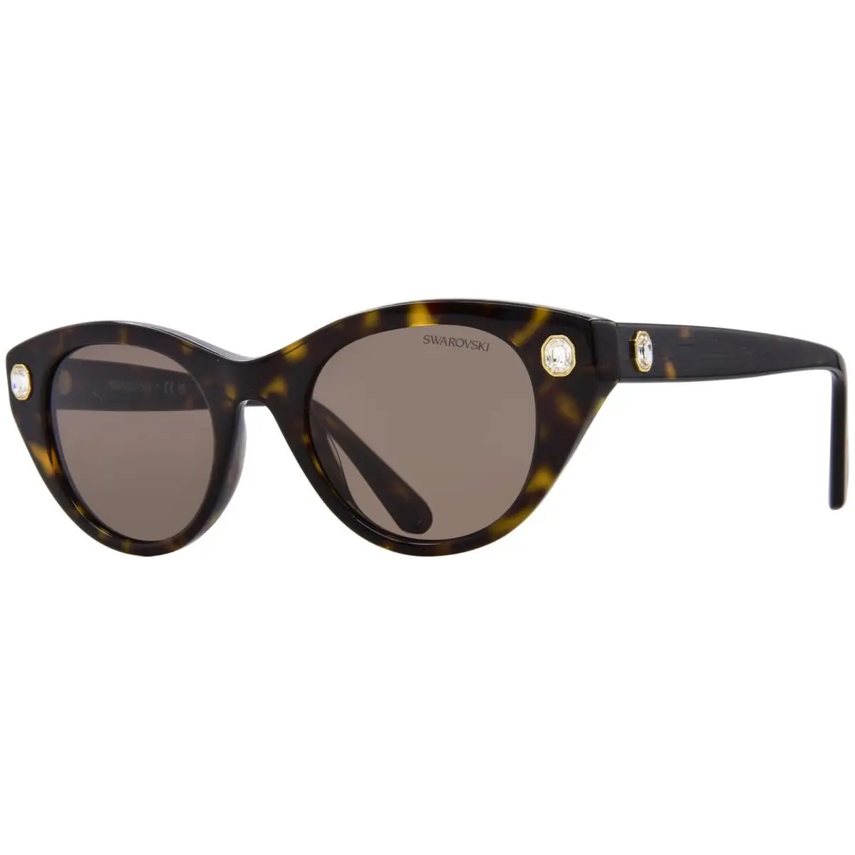 SK6025 100273 Sunglasses Women`s Havana/dark Brown Round Shape 47mm by Swarovski