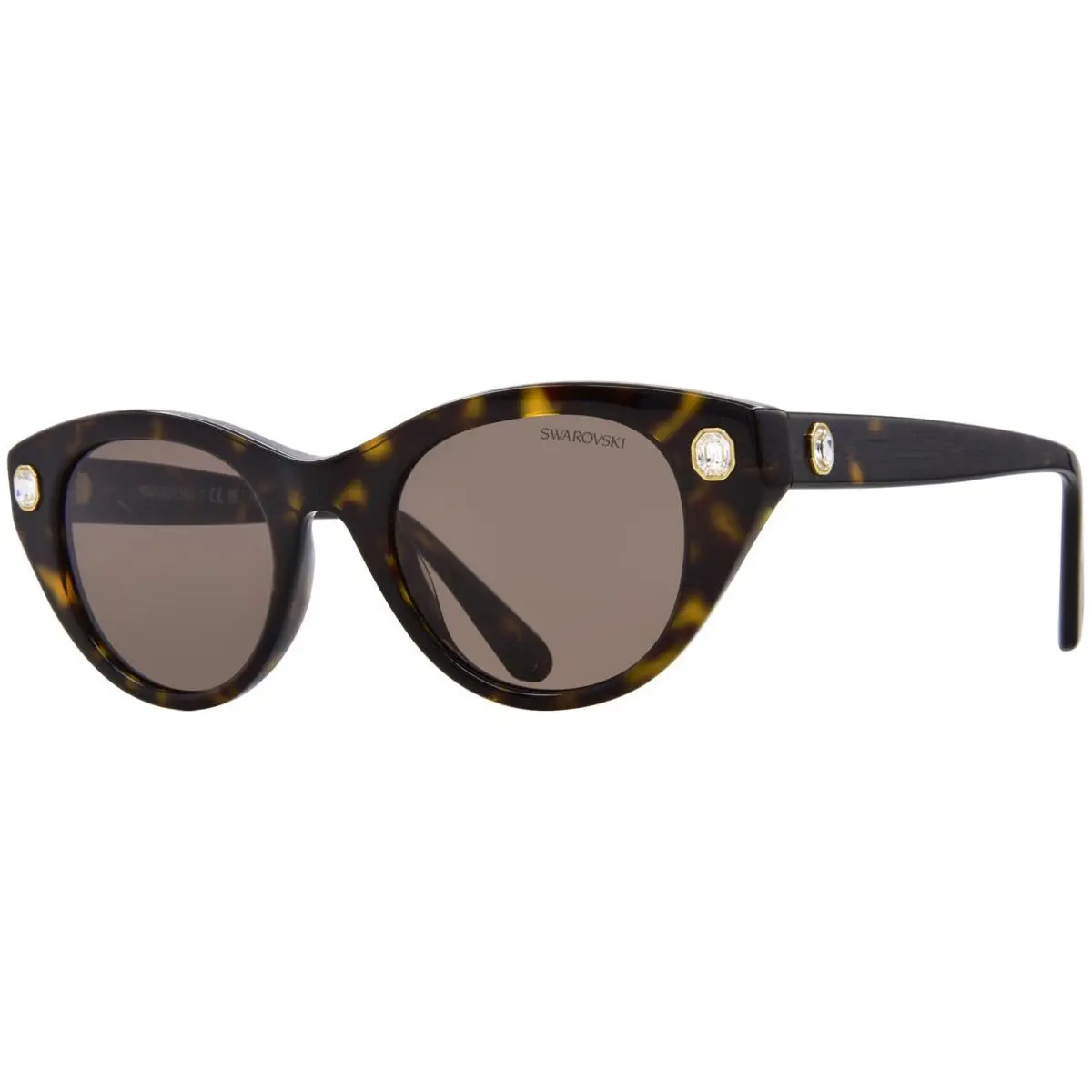 Swarovski SK6025 100273 Sunglasses Women`s Havana/dark Brown Round Shape 47mm