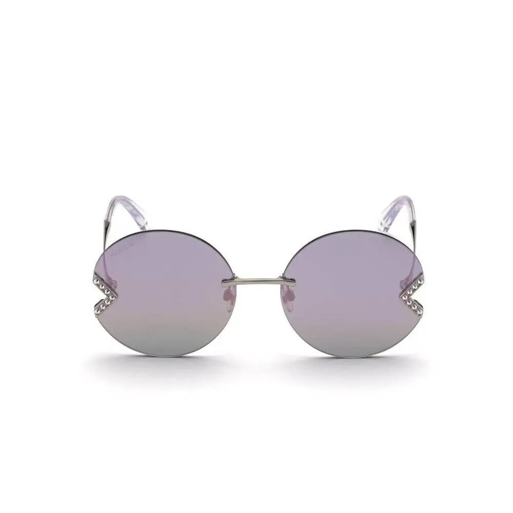 Swarovski SK307 16Z Silver Gray Round Metal Sunglasses Rimless Frame 60-18-140