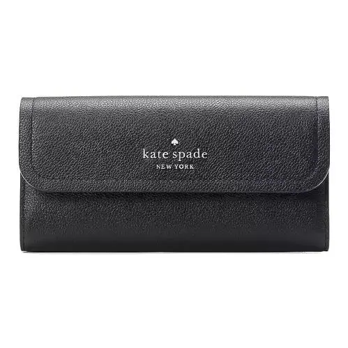 Kate Spade Rosie Large Flap Wallet KB014 Black Pebbeled Leather