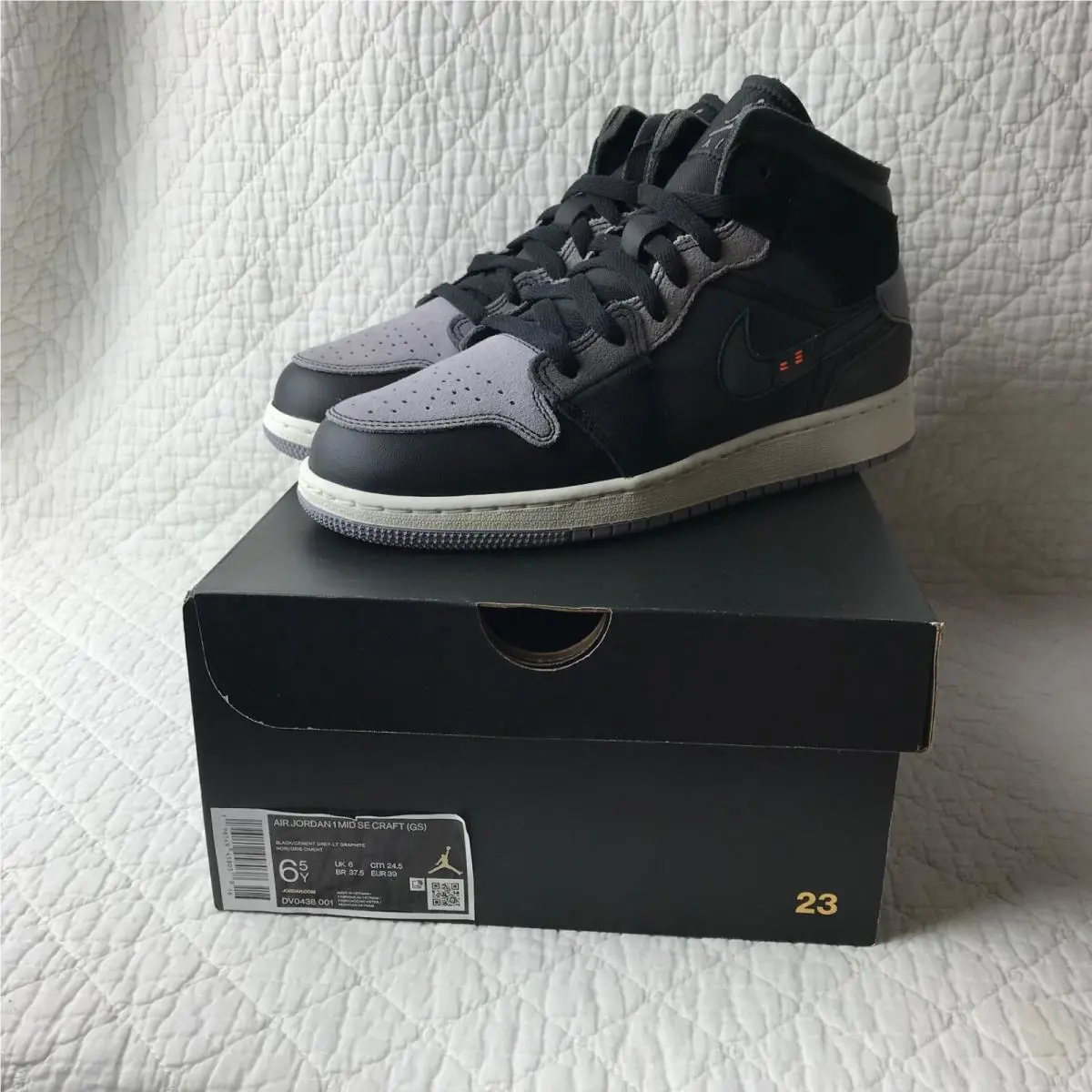 Nike shoes - Jordan Air 1 Mid GS - DV0438-001 - Black/Cement Grey LT Graphite 8