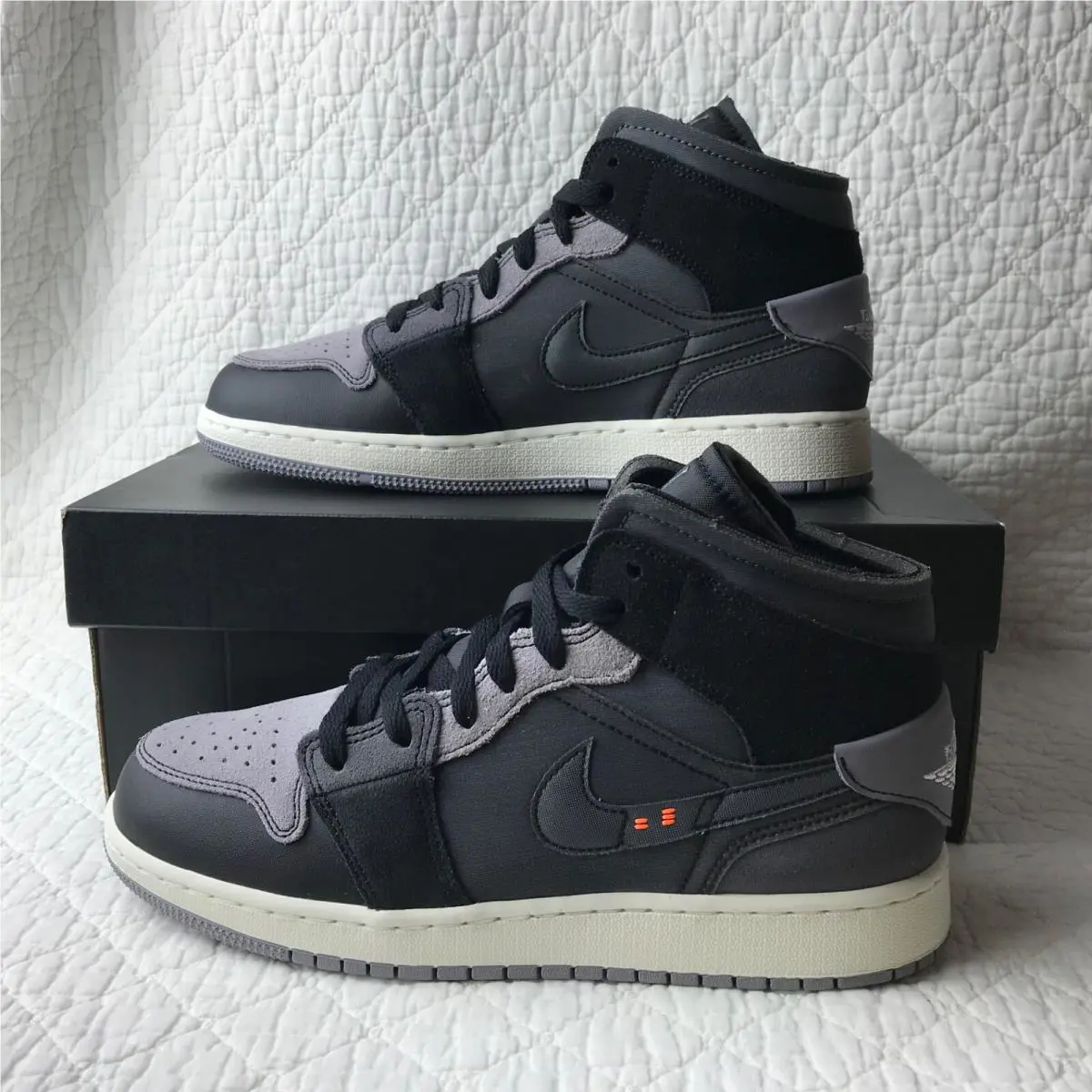 Nike shoes - Jordan Air 1 Mid GS - DV0438-001 - Black/Cement Grey LT Graphite 1