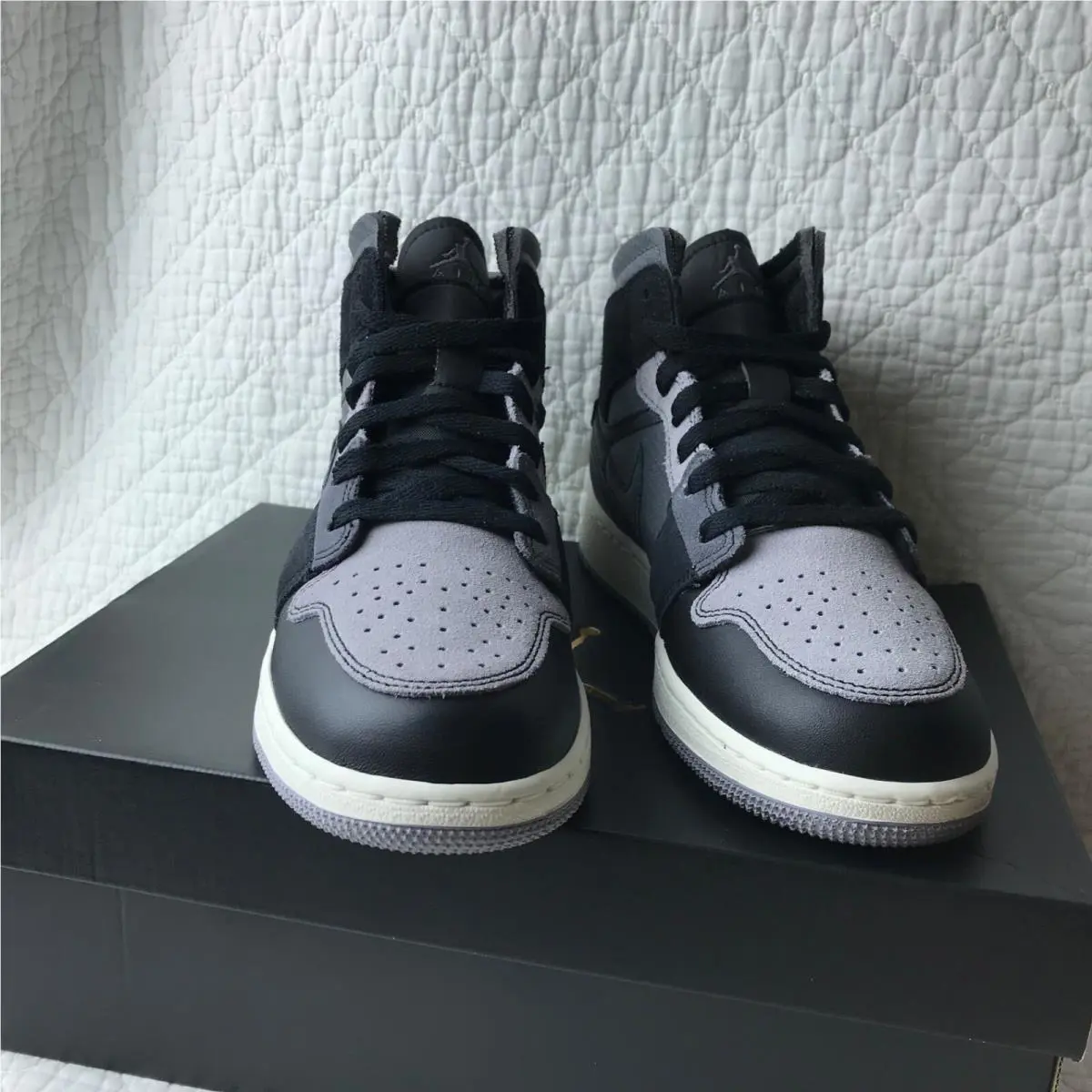 Nike shoes - Jordan Air 1 Mid GS - DV0438-001 - Black/Cement Grey LT Graphite 7