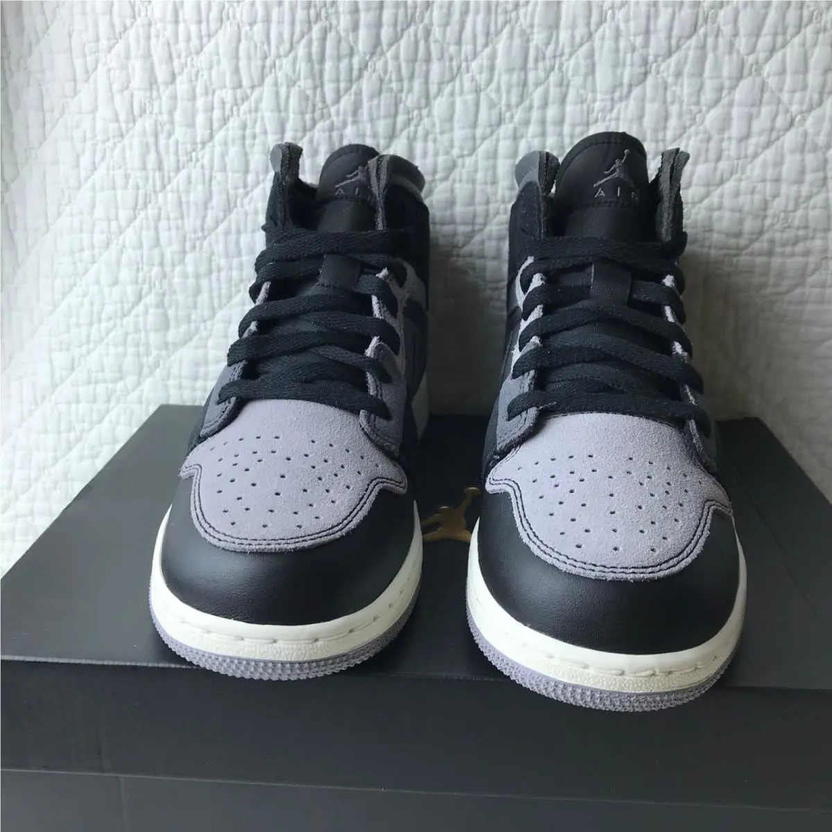 Nike shoes - Jordan Air 1 Mid GS - DV0438-001 - Black/Cement Grey LT Graphite 3