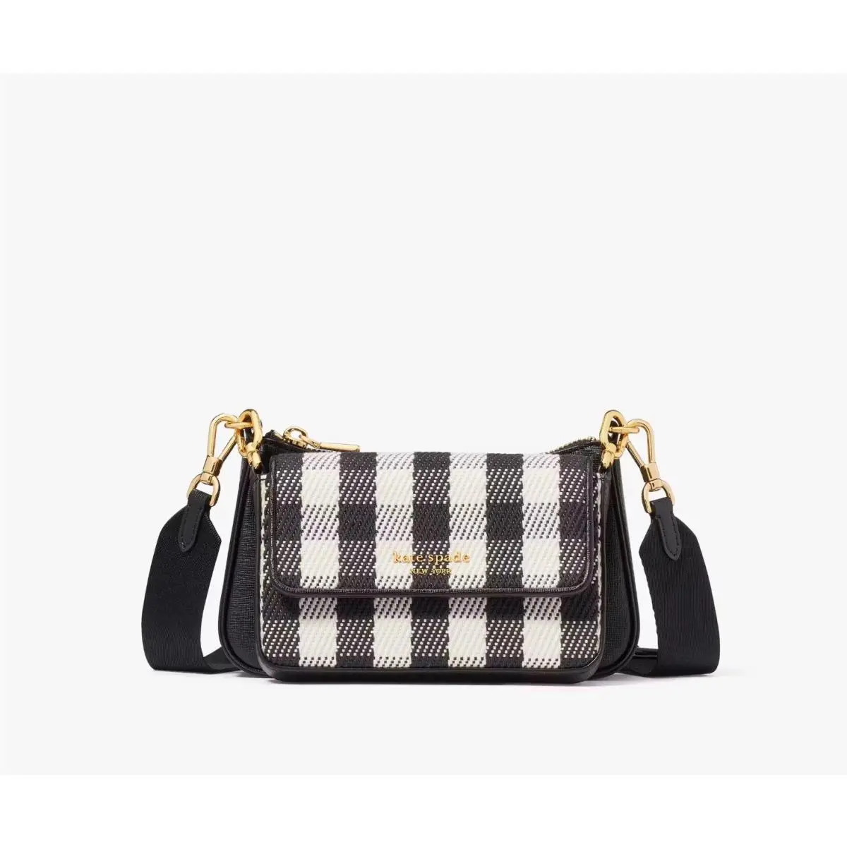 Kate Spade Double Up Gingham Field Mini Crossbody Black Multi KF941