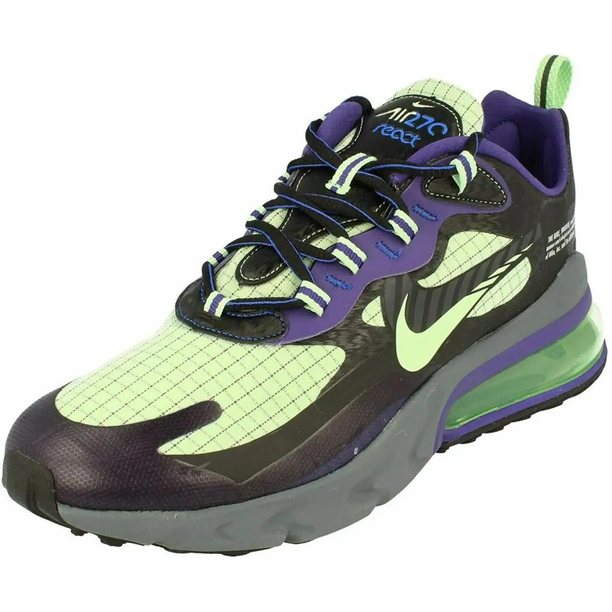 Nike Air Max 270 React CT1617 001 Men Size 11.5 Blk/grey/purple/green Box