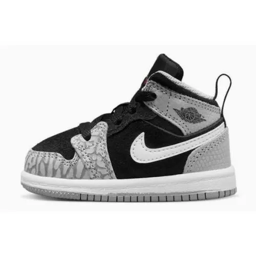 Nike Air Jordan 1 Mid SE TD `elephant Toe` Grey/black DM6217-016 Toddler Size 4c - Grey