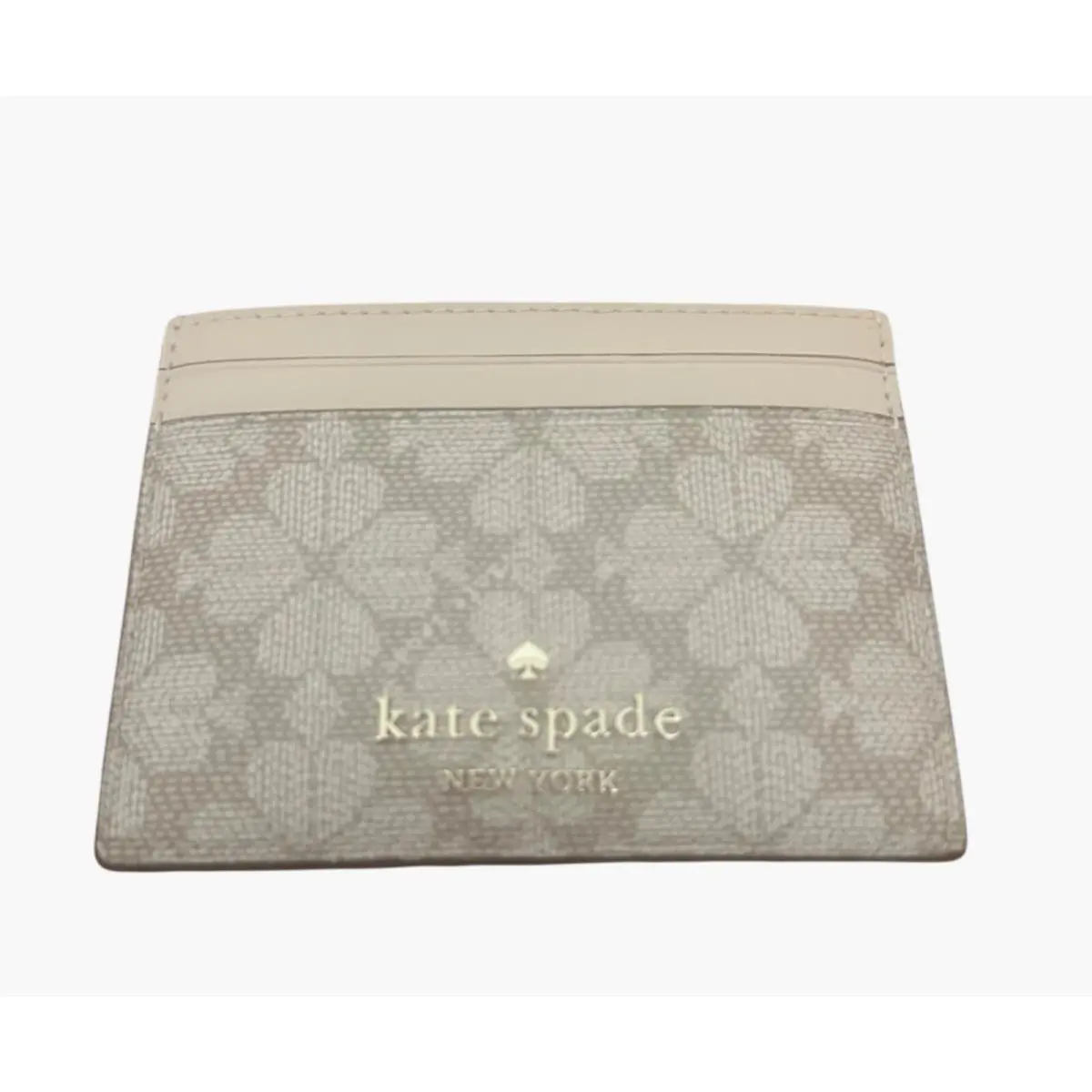 Kate Spade Spade Flower Card Holder -beige Flowers Dark Beige Background - Beige