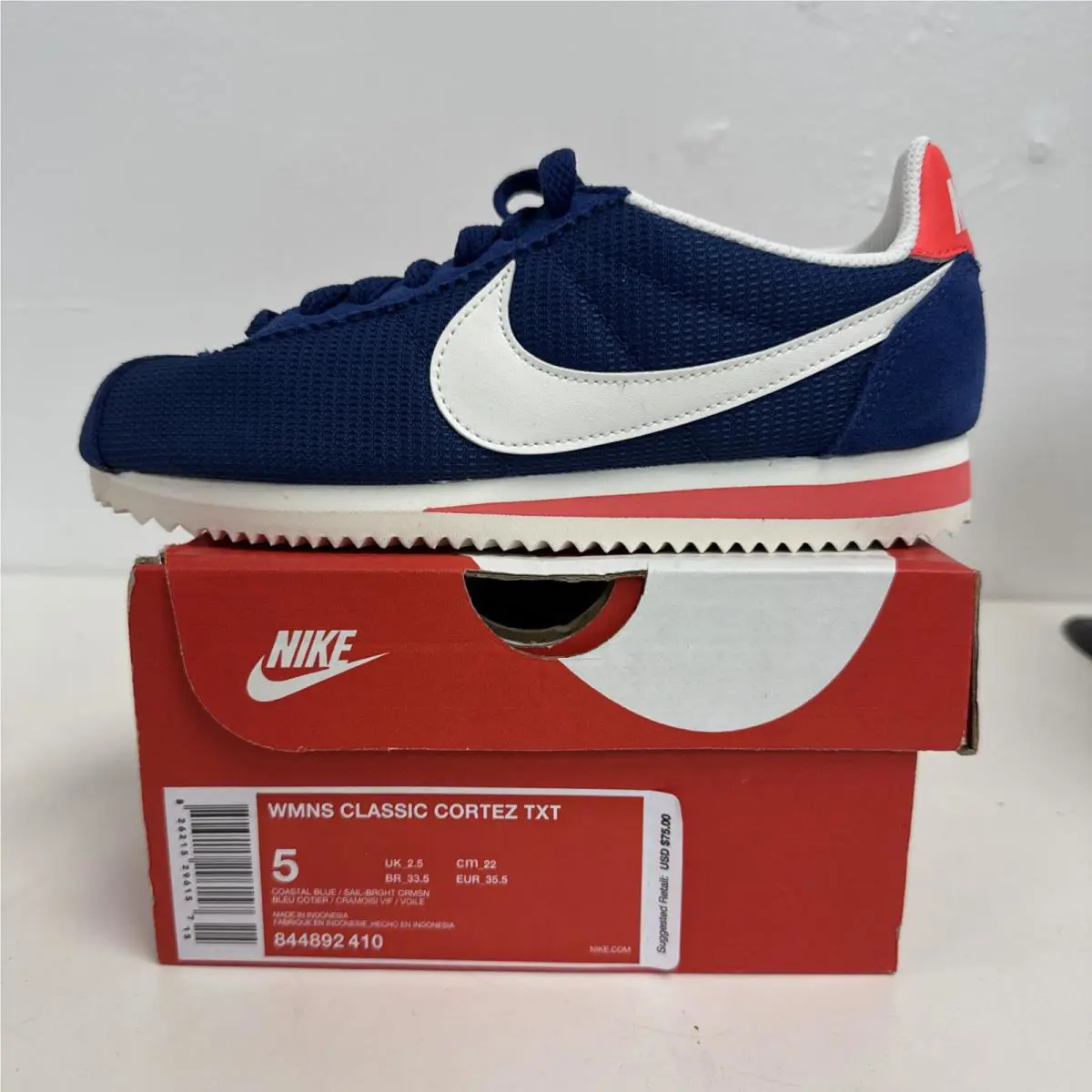 Nike Cortez Txt Sneakers Coastal Blue Womens Size 5