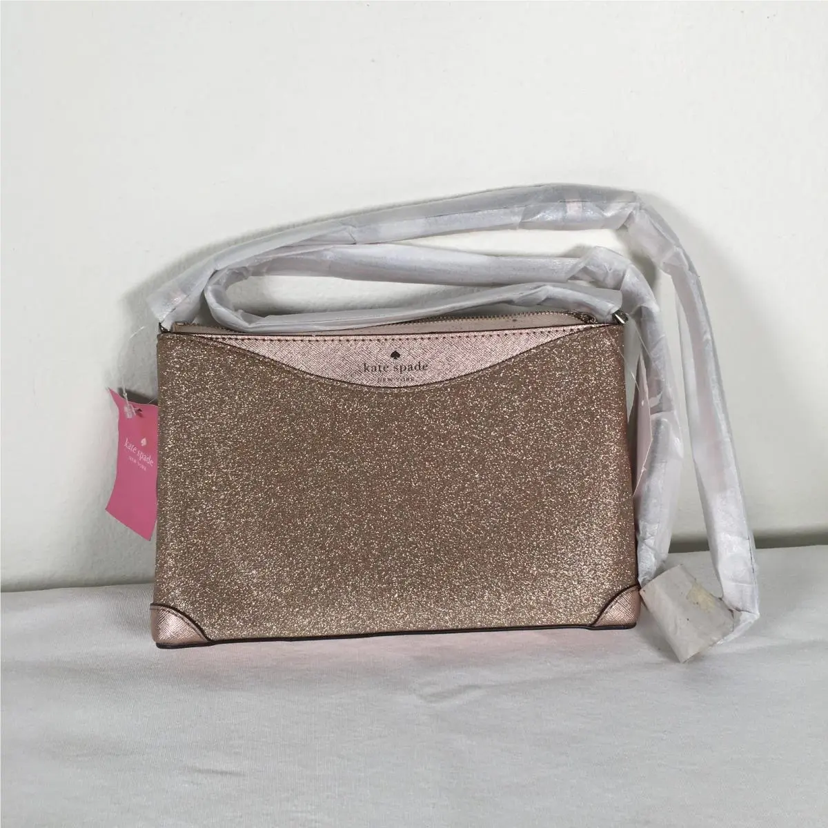 Kate Spade Shimmy Crossbody Bag K4624 Rose Gold Sparkle Glitter Purse