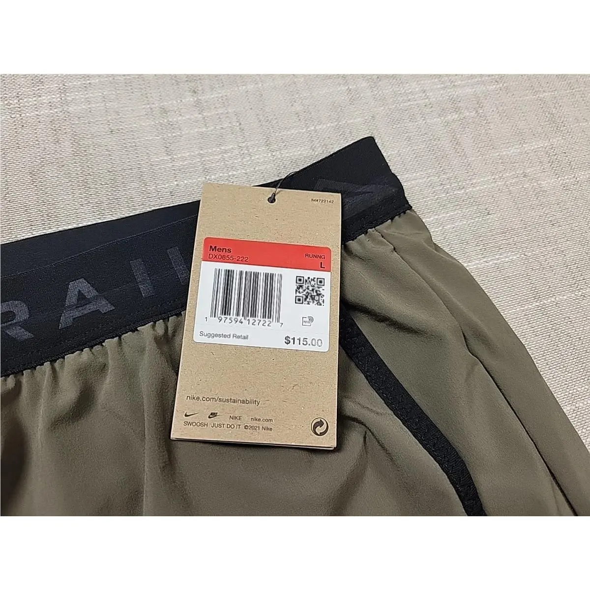 Nike clothing - Nike Trail Dawn Range Running Pants - DX0855-222 - Green Black 10