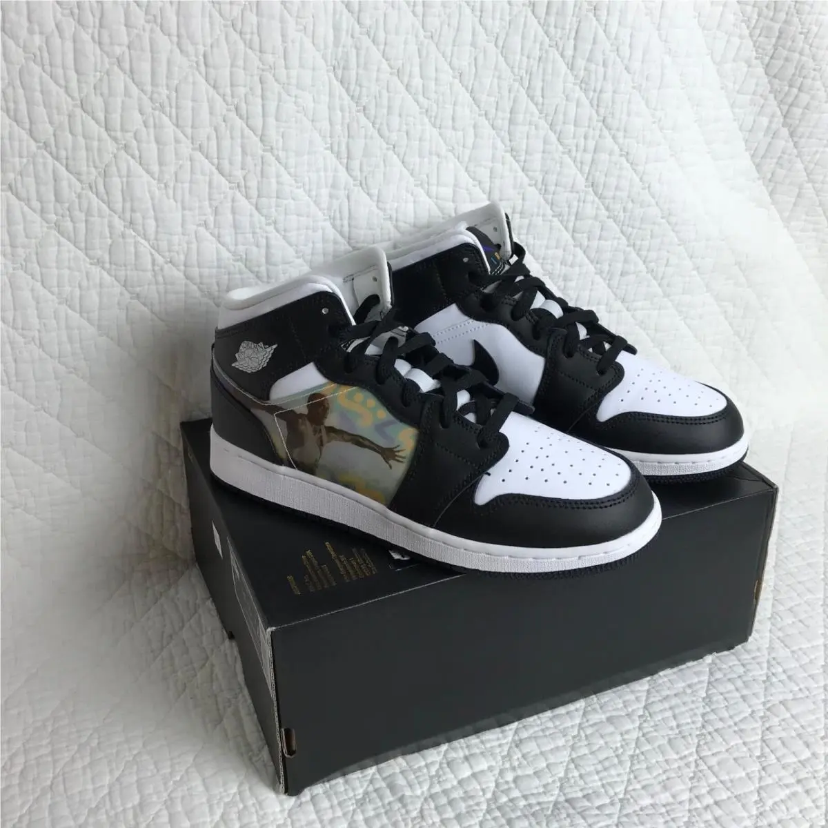 Nike shoes - Jordan Air 1 Mid GS - DR9495-001 - Black/Dark Concord new emerald 6