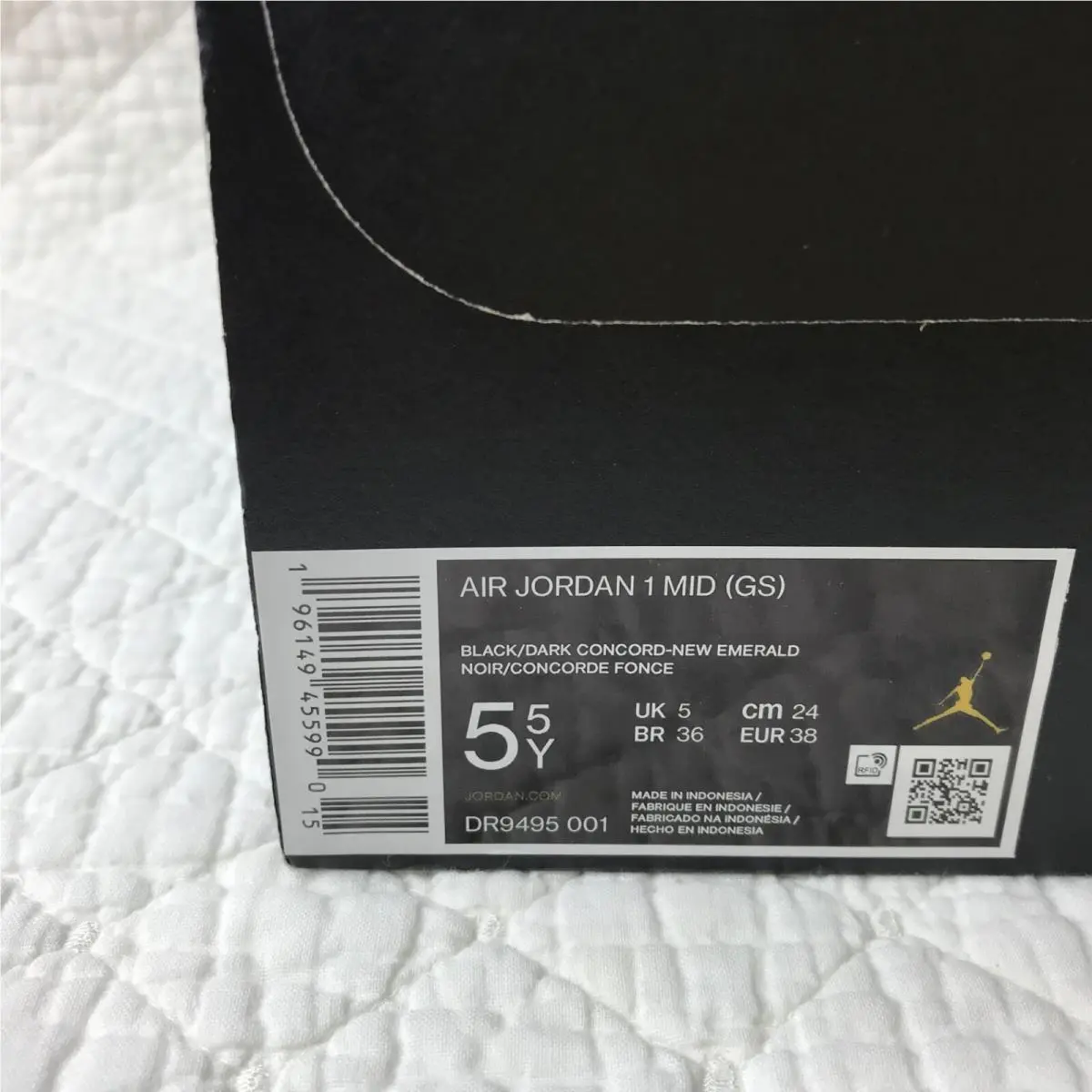 Nike shoes - Jordan Air 1 Mid GS - DR9495-001 - Black/Dark Concord new emerald 10
