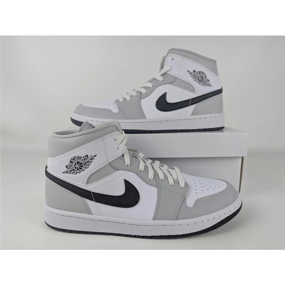 Air Jordan 1 Mid Grey Fog Black White Women`s Size 12 Men`s Size 10.5 by Nike