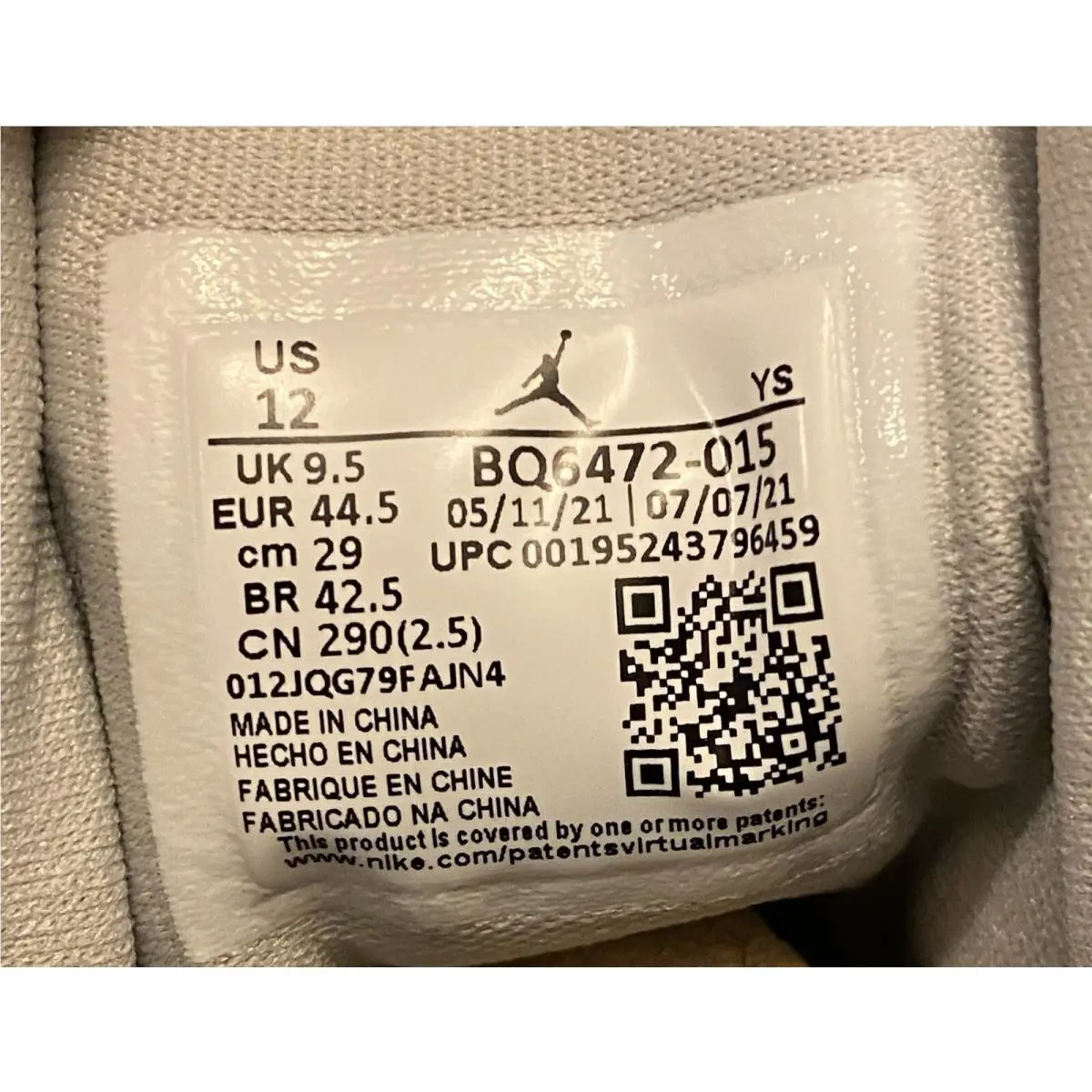 Nike shoes - Air Jordan 1 - Air - BQ6472-015 - Gray (UPC: 0195243796435) 8