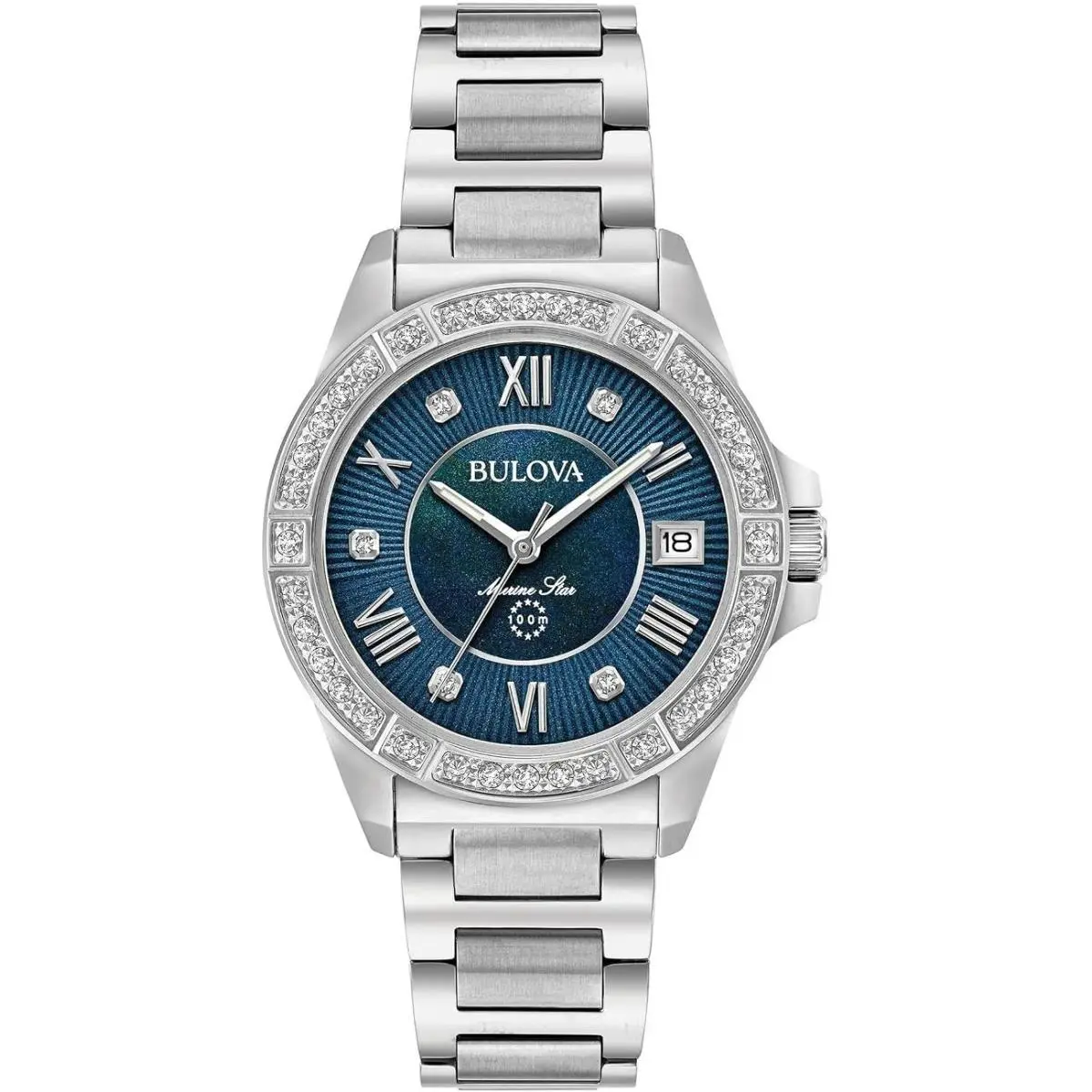 Bulova Marine Star Ladies` Diamond Quartz Watch – 96R215