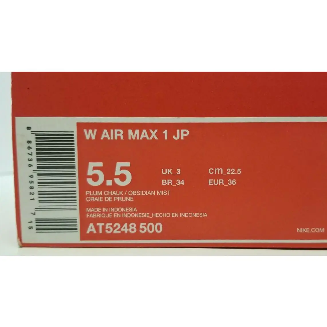 Nike shoes - Nike Air Max 1 JP - Plum Chalk (UPC: 888411846819) 5