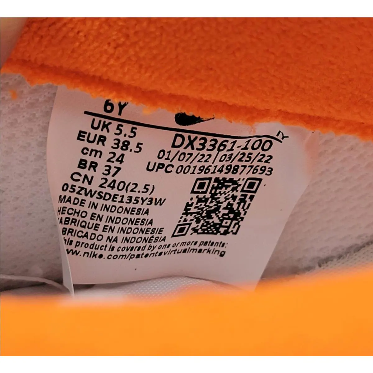 Nike shoes - Nike Air Force 1 Low LV8 GS - DX3361-100 - White Black Orange 12