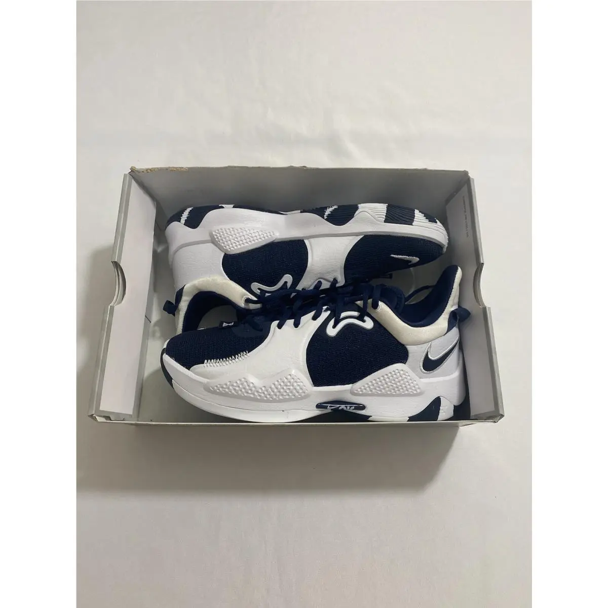 Mens Size 9 White Blue Nike PG 5 Basketball Shoes DA7758 401