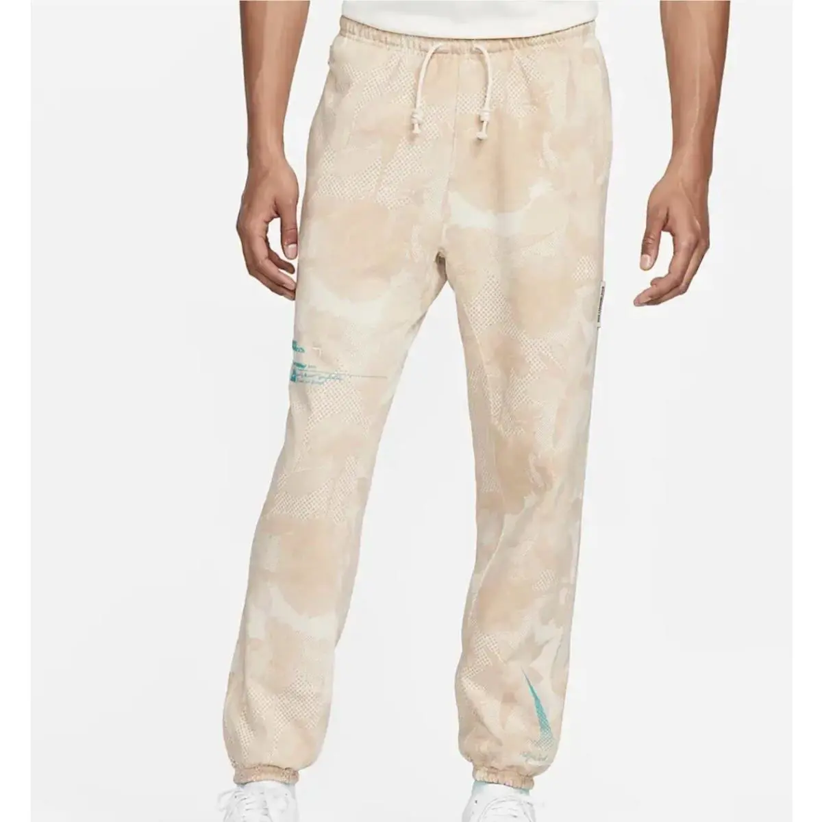 Nike Standard Issue Basketball Sweatpants Tan White Floral Men`s Size Medium
