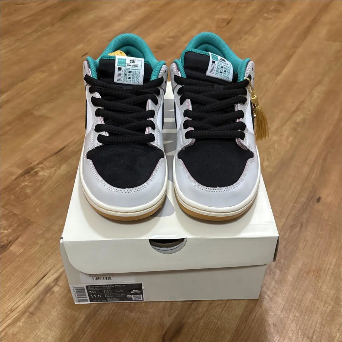 Nike shoes - Nike Dunk SB - Dunk - HJ4132-100 - White, Manufacturer: Summit White/Black/White/Iron Grey/Clear Emerald/Bucktan 0