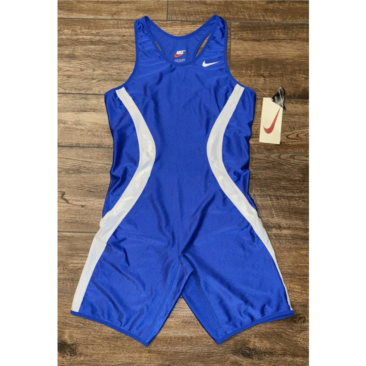 Size XL Nike Lycra One Piece Blue White Track Speed Suit Made IN Usa 110483 493