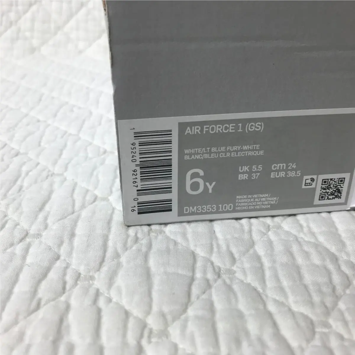 Nike shoes - Nike Air Force 1 GS - White/LT Blue Fury-White 9